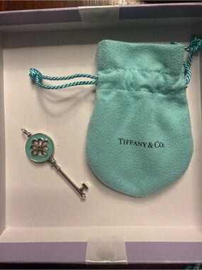 Tiffany & Co. Silver Key Charm with Tiffany Blue Enamel